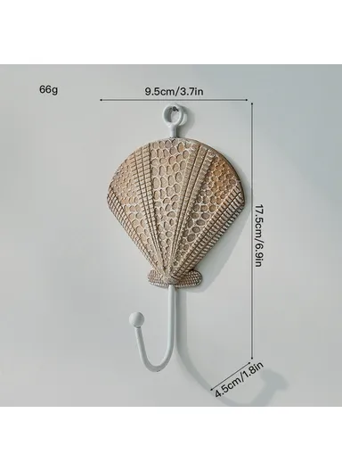 Mediterranean Style Wall Hooks, Iron Coat Rack Door Hanger Ocean Theme Home Decor Storage Holder - Shell