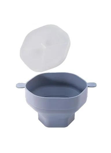 Silicone Popcorn Bowl Microwave Safe Reusable Collapsible Container with Lid  (BPA Free, FDA Certified) - Grey