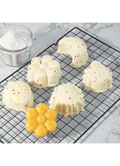 10PCS Silicone Baking Molds DIY Non-stick Cake Cups Baking Tool (BPA Free, FDA Certified) - Flower