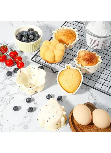 10PCS Silicone Baking Molds DIY Non-stick Cake Cups Baking Tool (BPA Free, FDA Certified) - Sun