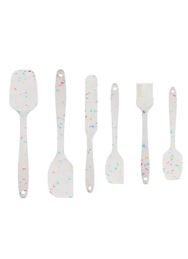 6Pcs / Set Silicone Kitchen Utensils Cooking Tools Cream, Scraper, Spatula ,Oil Brush Kit (BPA Free, FDA Certified)