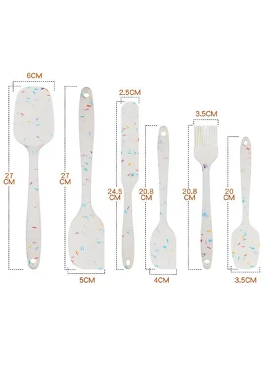 6Pcs / Set Silicone Kitchen Utensils Cooking Tools Cream, Scraper, Spatula ,Oil Brush Kit (BPA Free, FDA Certified)
