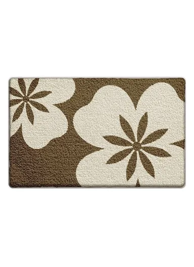 (50 x 80)cm Fresh Floral Bathroom Mat Quick Dry Non-Slip Rug Soft Touch Floor Carpet for Home &amp; Toilet  Flower - Coffee Flower
