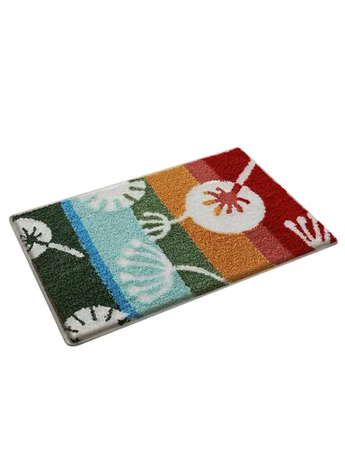 (50 x 80)cm Fresh Floral Bathroom Mat Quick Dry Non-Slip Rug Soft Touch Floor Carpet for Home &amp; Toilet  Flower - Dandelion Red