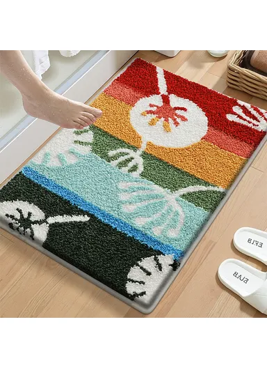 (50 x 80)cm Fresh Floral Bathroom Mat Quick Dry Non-Slip Rug Soft Touch Floor Carpet for Home &amp; Toilet  Flower - Dandelion Red