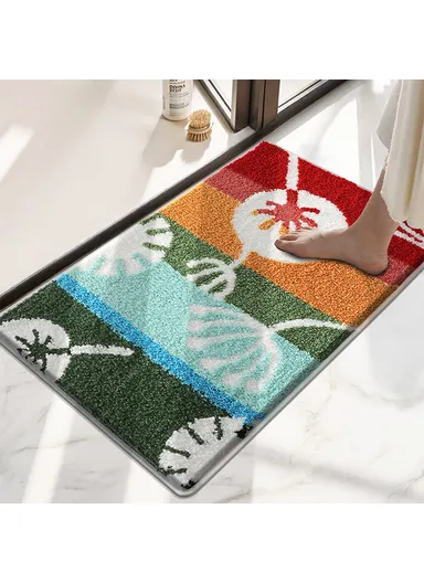 (50 x 80)cm Fresh Floral Bathroom Mat Quick Dry Non-Slip Rug Soft Touch Floor Carpet for Home &amp; Toilet  Flower - Dandelion Red
