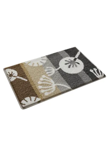 (50 x 80)cm Fresh Floral Bathroom Mat Quick Dry Non-Slip Rug Soft Touch Floor Carpet for Home &amp; Toilet  Flower - Dandelion Grey