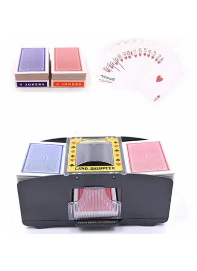 Automatic Card Shuffler for 2 Decks Playing Cards Battery Operated Electric Poker Shuffling Machine