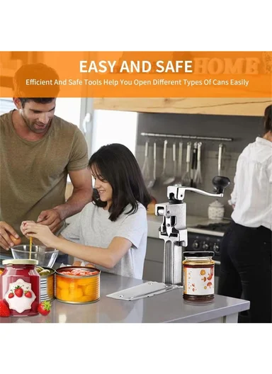 Manual Can Opener, Long Handle Commercial Table Clamp Opener for Restaurant Hotel