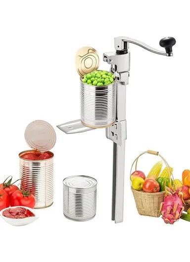 Manual Can Opener, Long Handle Commercial Table Clamp Opener for Restaurant Hotel