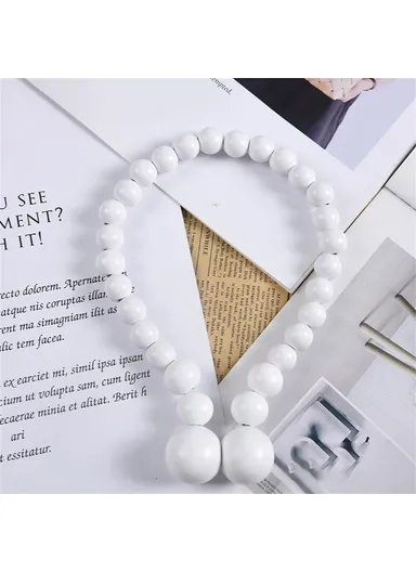 Magnetic Curtain Tiebacks No Drill Decorative Wood Holdbacks Window Treatment Accessories - White