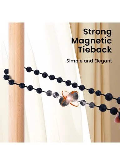 Magnetic Curtain Tiebacks No Drill Decorative Wood Holdbacks Window Treatment Accessories - White
