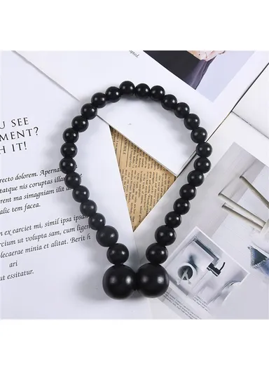Magnetic Curtain Tiebacks No Drill Decorative Wood Holdbacks Window Treatment Accessories - Black