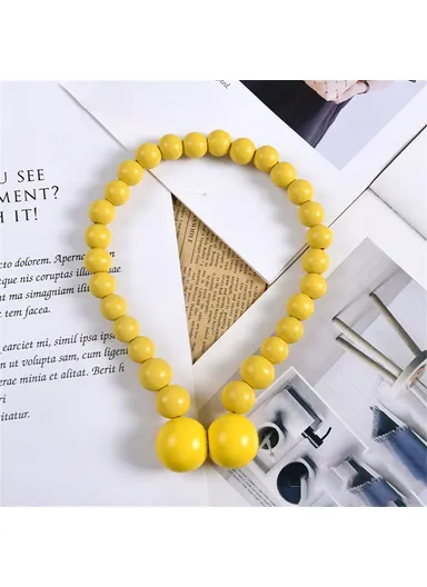 Magnetic Curtain Tiebacks No Drill Decorative Wood Holdbacks Window Treatment Accessories - Yellow