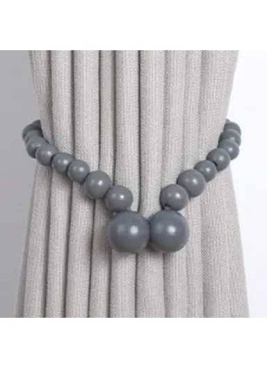 Magnetic Curtain Tiebacks No Drill Decorative Wood Holdbacks Window Treatment Accessories - Grey