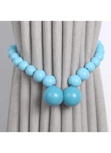 Magnetic Curtain Tiebacks No Drill Decorative Wood Holdbacks Window Treatment Accessories - Blue