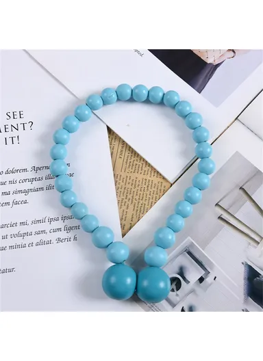 Magnetic Curtain Tiebacks No Drill Decorative Wood Holdbacks Window Treatment Accessories - Blue