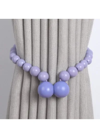 Magnetic Curtain Tiebacks No Drill Decorative Wood Holdbacks Window Treatment Accessories - Purple