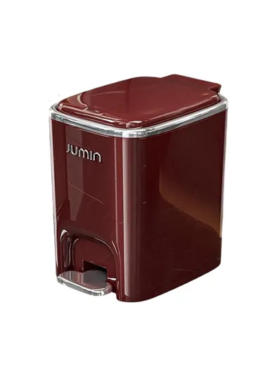 12L Electroplated Trash Can with Lid Plastic Foot Pedal Waste Bin for Bedroom, Kitchen, Office - Wine Red
