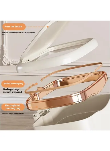 12L Electroplated Trash Can with Lid Plastic Foot Pedal Waste Bin for Bedroom, Kitchen, Office - Wine Red