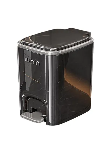 12L Electroplated Trash Can with Lid Plastic Foot Pedal Waste Bin for Bedroom, Kitchen, Office - Black