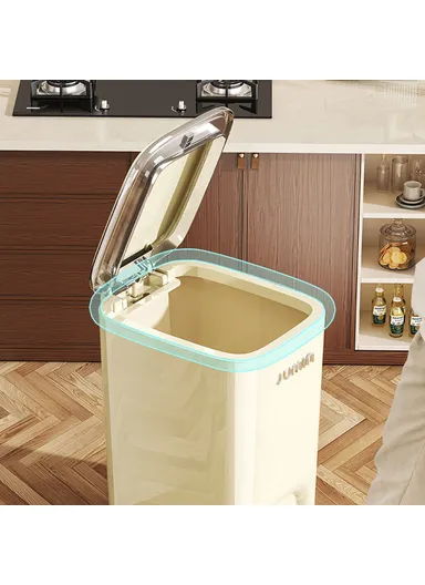 12L Electroplated Trash Can with Lid Plastic Foot Pedal Waste Bin for Bedroom, Kitchen, Office - Black