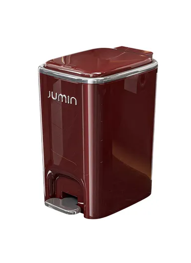 20L Electroplated Trash Can with Lid Plastic Foot Pedal Waste Bin for Bedroom, Kitchen, Office - Wine Red