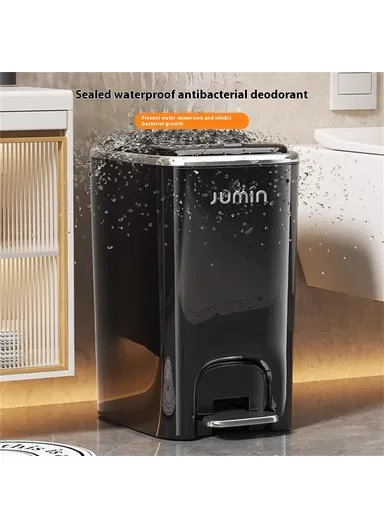 20L Electroplated Trash Can with Lid Plastic Foot Pedal Waste Bin for Bedroom, Kitchen, Office - Wine Red