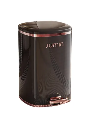 15L Electroplated Dual Layer Waste Bin Plastic Foot Pedal Trash Can with Lid for Kitchen, Living Room, Size S - Black