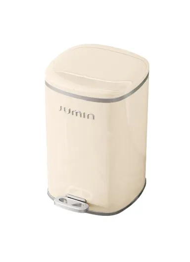 20L Electroplated Dual Layer Waste Bin Plastic Foot Pedal Trash Can with Lid for Kitchen, Living Room, Size L - Cream White
