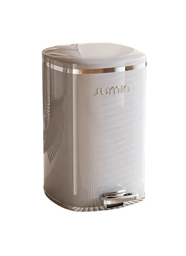 20L Electroplated Dual Layer Waste Bin Plastic Foot Pedal Trash Can with Lid for Kitchen, Living Room, Size L - Grey