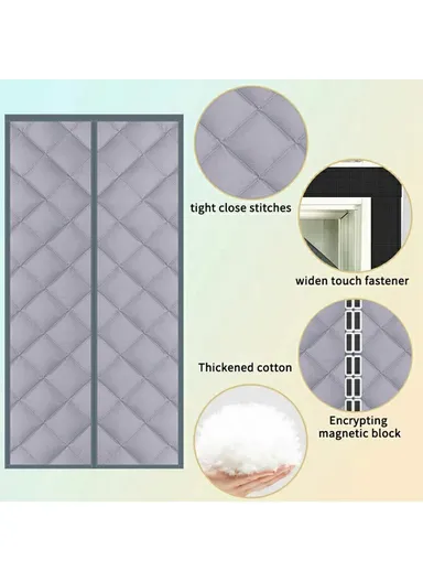 100 x 210cm Windproof Auto Closing Magnetic Door Curtain Center Opening Winter Thermal Insulated Doorway Screen - Coffee
