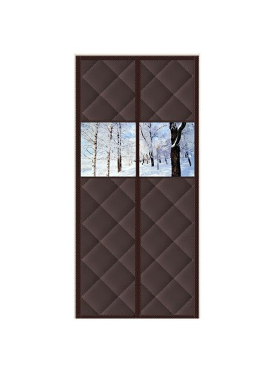 100 x 210cm Windproof Auto Closing Magnetic Door Curtain Center Opening Winter Thermal Insulated Doorway Screen - Coffee