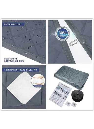 100 x 210cm Magnetic Door Curtain with View Window Self Adhesive Thermal Insulation Doorway Screen for Winter - Coffee