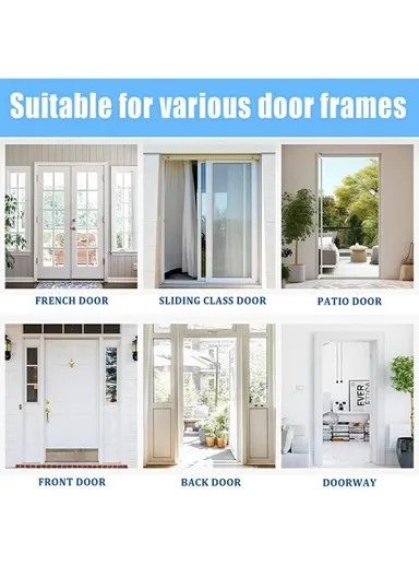 100 x 210cm Magnetic Door Curtain with View Window Self Adhesive Thermal Insulation Doorway Screen for Winter - Grey