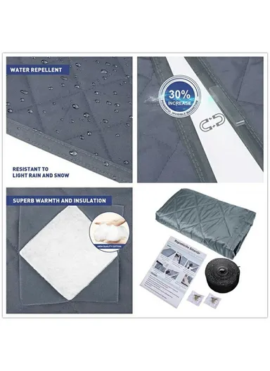 100 x 210cm Magnetic Door Curtain with View Window Self Adhesive Thermal Insulation Doorway Screen for Winter - Grey