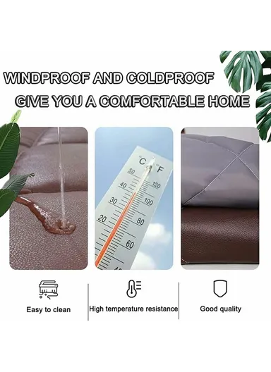 100 x 210cm Side Opening Magnetic Thermal Door Curtain Oxford Fabric Self Adhesive Windproof Doorway Screen - Coffee