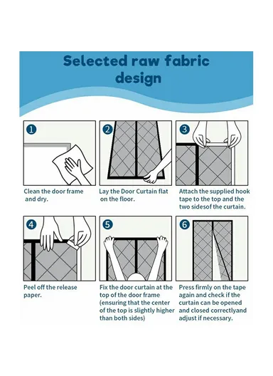 100 x 210cm Side Opening Magnetic Thermal Door Curtain Oxford Fabric Self Adhesive Windproof Doorway Screen - Coffee