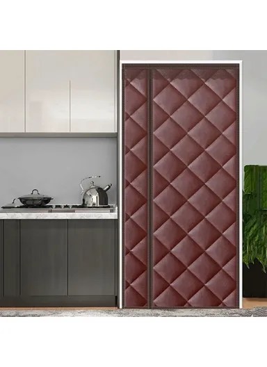 100 x 210cm Side Opening Magnetic Thermal Door Curtain Oxford Fabric Self Adhesive Windproof Doorway Screen - Grey