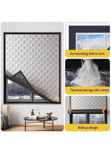 90 x 150cm Graphene Thermal Insulation Window Curtain Winter Self Adhesive Windproof Window Barrier