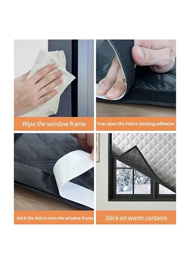 120 x 150cm Graphene Thermal Insulation Window Curtain Winter Self Adhesive Windproof Window Barrier