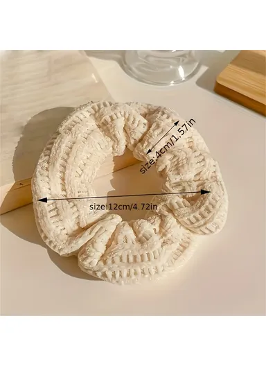 7Pcs Plush Hair Scrunchies, Fabric Elastic Hair Ties Ponytail Holders, Fall &amp; Winter Hair Accessories - Yellow