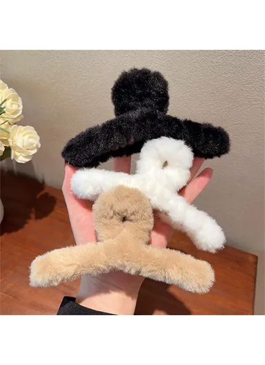 3Pcs  /  Set 12cm Soft Plush Hair Claw for Autumn &amp;  Winter Cross Bun Maker Women Hair Accessories