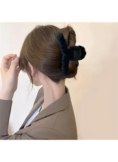 3Pcs  /  Set 12cm Soft Plush Hair Claw for Autumn &amp;  Winter Cross Bun Maker Women Hair Accessories