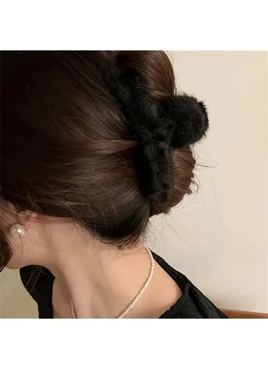 3Pcs  /  Set 12cm Soft Plush Hair Claw for Autumn &amp;  Winter Cross Bun Maker Women Hair Accessories