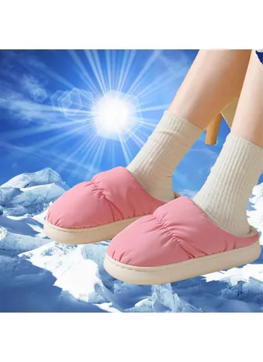 1 Pair Electric USB Heating Slippers Foot Warmer Winter Warm Slippers Shoes - Rose