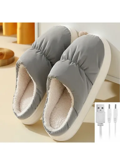 1 Pair Electric USB Heating Slippers Foot Warmer Winter Warm Slippers Shoes - Rose