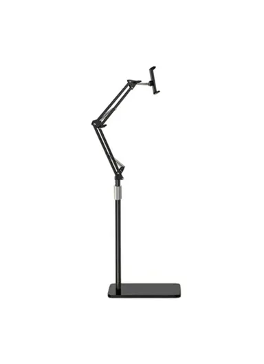 Telescopic Phone Tablet Floor Stand 175cm Retractable Metal+ABS Smartphone Holder Mount for 12-20cm Width Devices