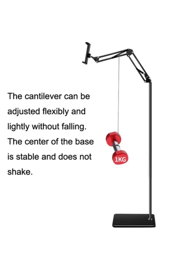 Telescopic Phone Tablet Floor Stand 175cm Retractable Metal+ABS Smartphone Holder Mount for 12-20cm Width Devices