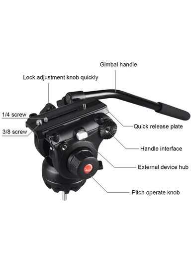  80-160cm Aluminum Alloy Camera Tripod with Hydraulic Damping Gimbal  PU3047